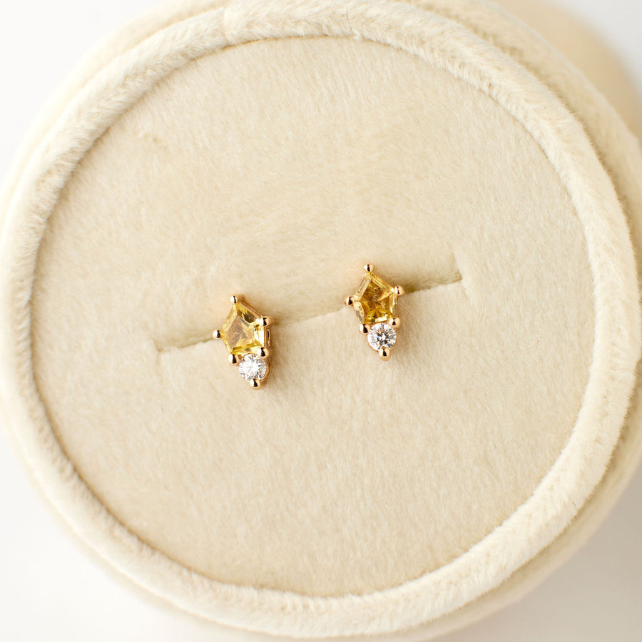 Pixie Earrings - Yellow Sapphires + White Diamonds