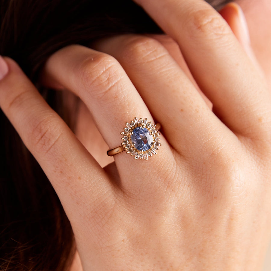 Arielle Ring - 2.02 Carat Periwinkle Blue Oval Sapphire