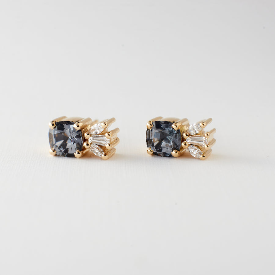 Kate Earrings - Grey Spinel and Diamond