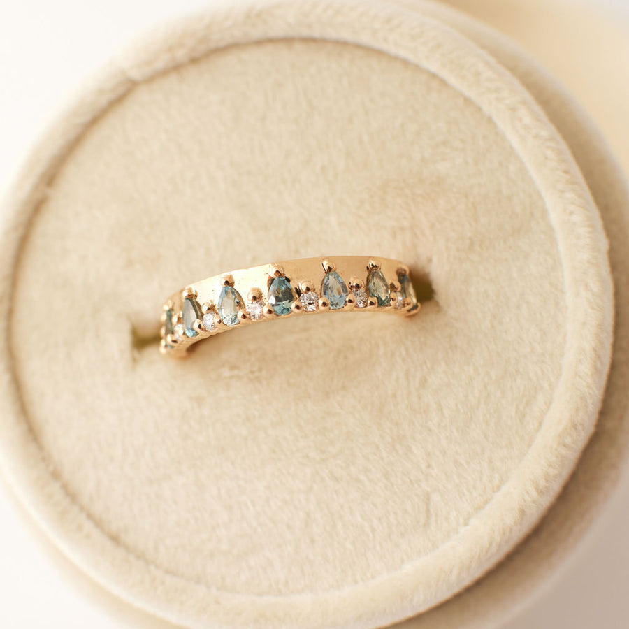 Kendall Ring - Teal Sapphire + Diamond