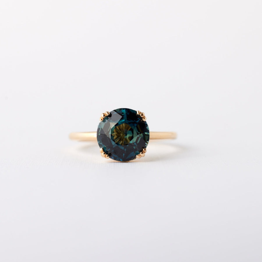 Kennedy Ring - 3.09 carat round teal sapphire