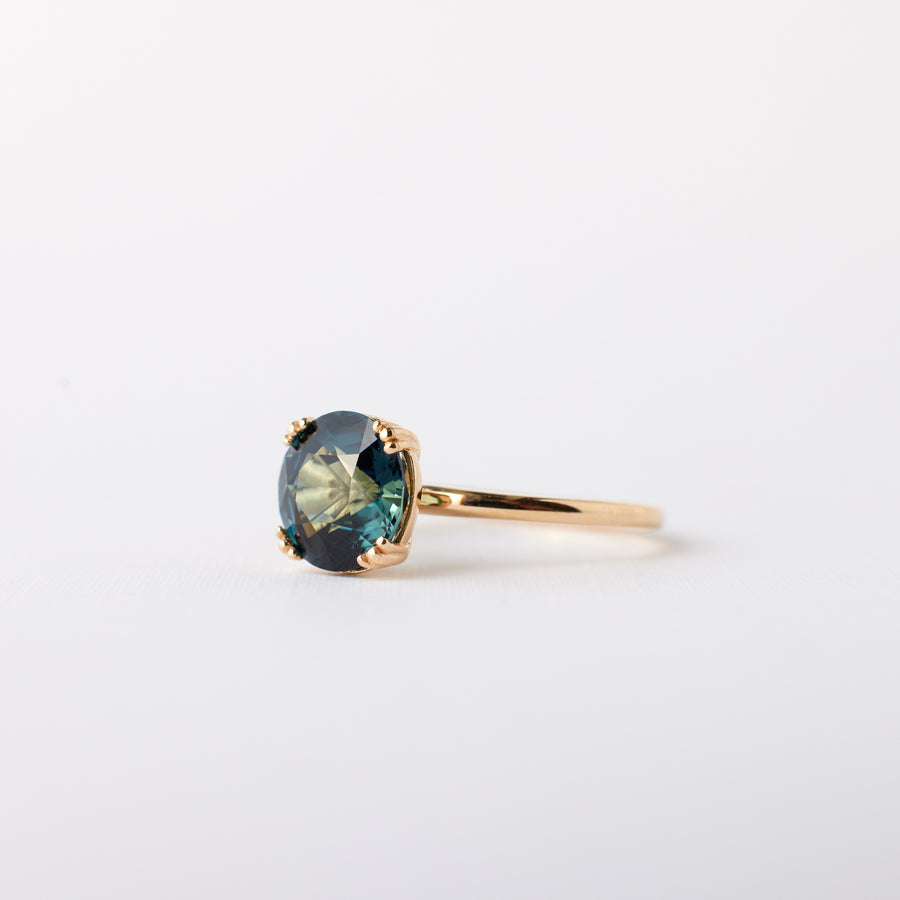 Kennedy Ring - 3.09 carat round teal sapphire