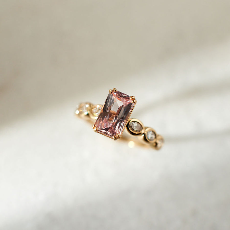 Elsie Ring - 2.13 Carat Pink-Peach Radiant Sapphire