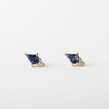 Dolly Earrings - Blue Sapphire + Diamond