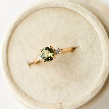 Andy Ring - 1.12 Carat Green Yellow Round Sapphire