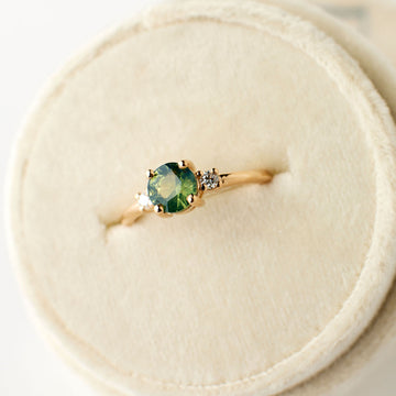 Andy Ring - 1.23 Carat Opalescent Light Green Round Sapphire