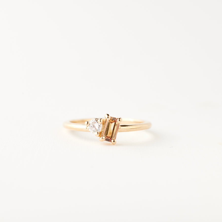 Simone Ring - Limited Collection Peach Sapphire + Diamond