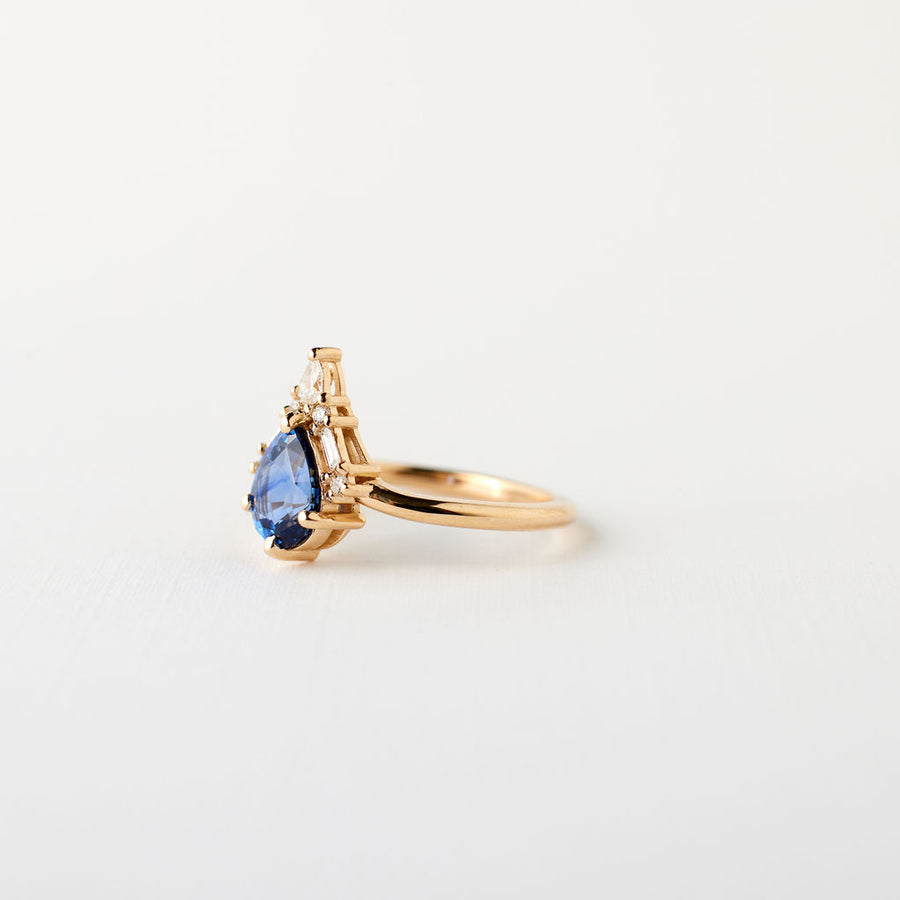 Nori ring - 1.21 carat blue pear sapphire