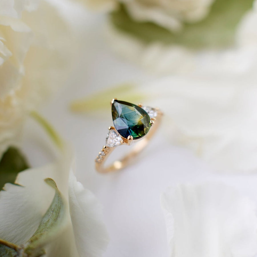 Portia Ring - 2.60 Carat Green Pear Sapphire