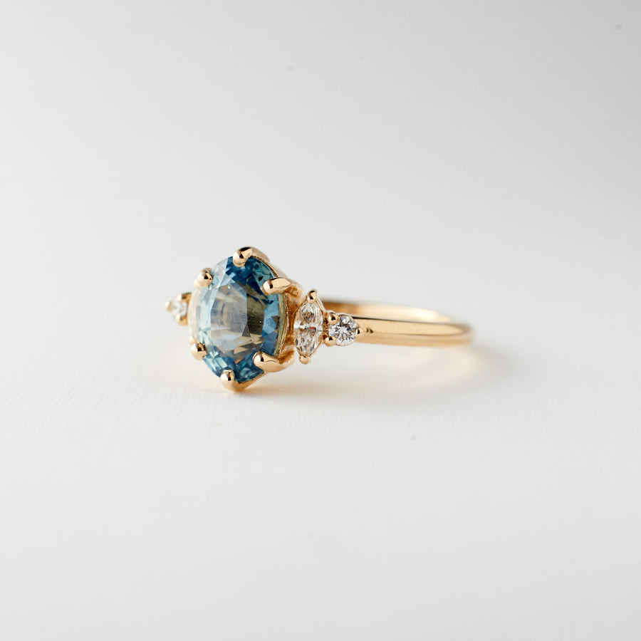 Desi Ring - 1.55 Carat Teal Light Blue Sapphire
