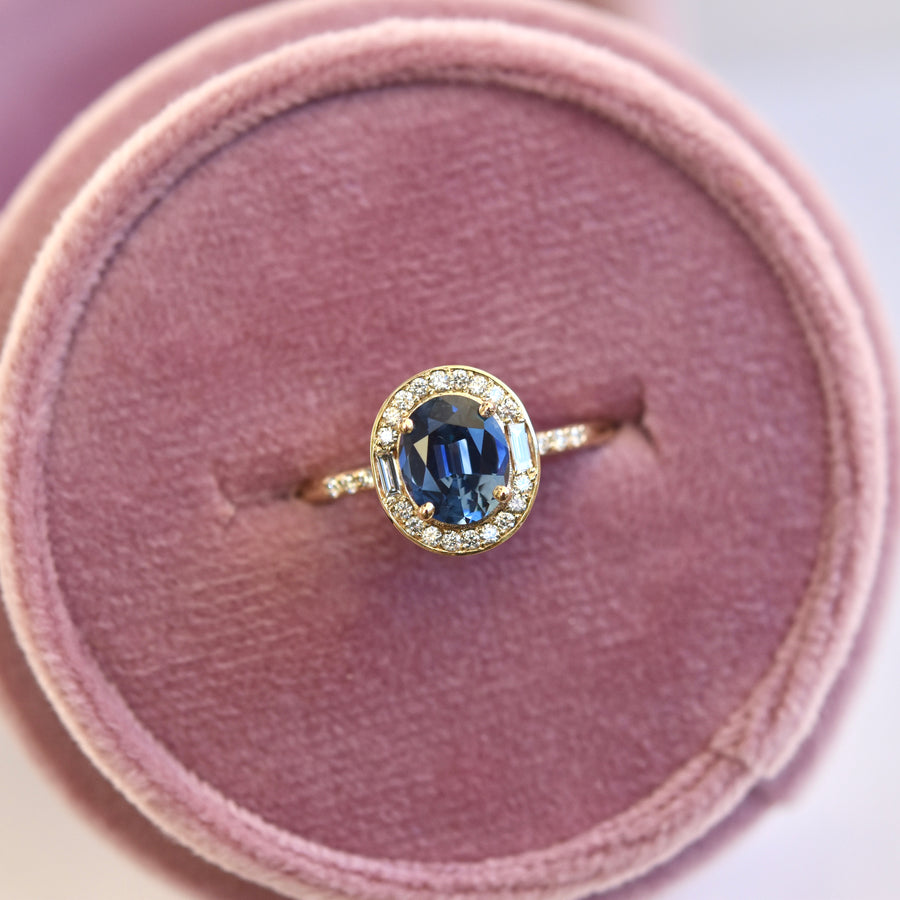 Athena Ring - 1.21 carat bright blue sapphire