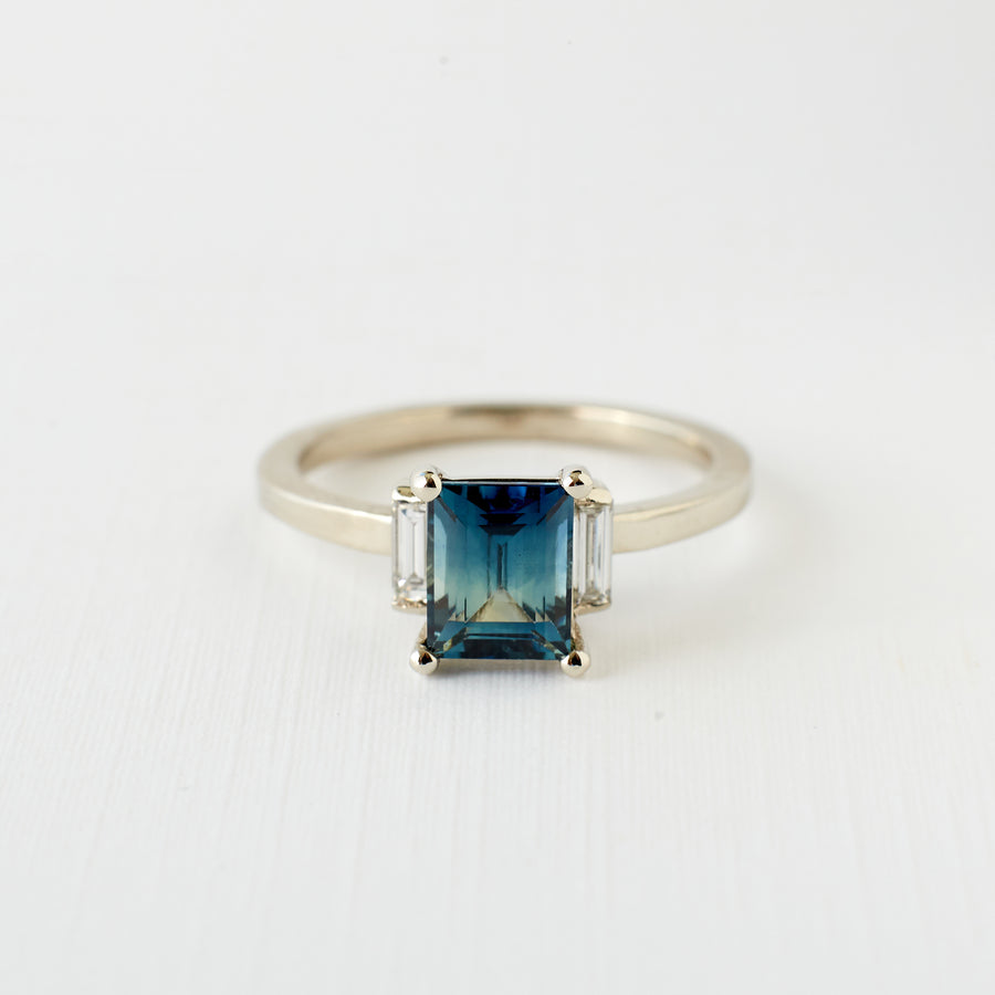 Olive Ring - 1.46 Carat Blue Parti Sapphire