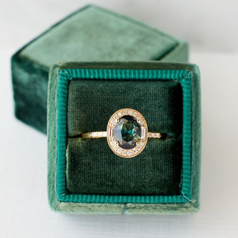 Athena Ring - 1.04 carat peacock green sapphire