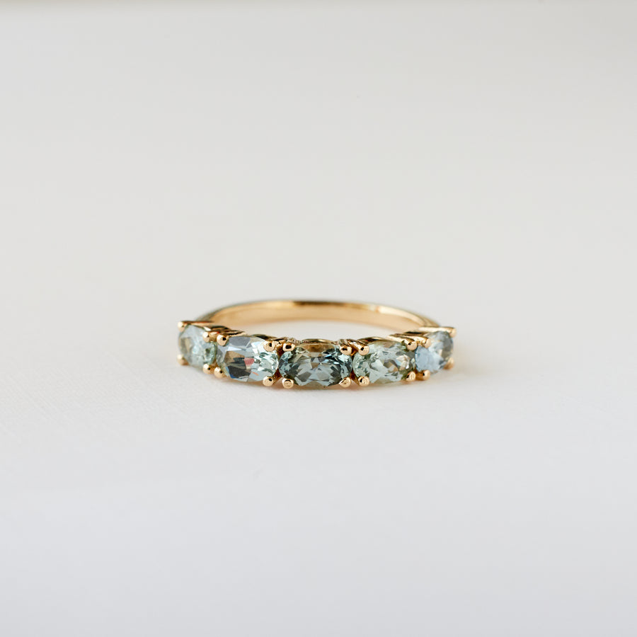 Seabright Ring - Teal Green Sapphires