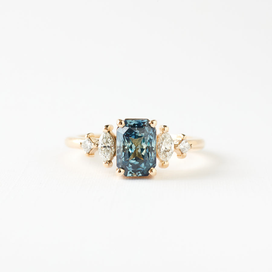Julia Ring - 1.76 carat teal blue sapphire