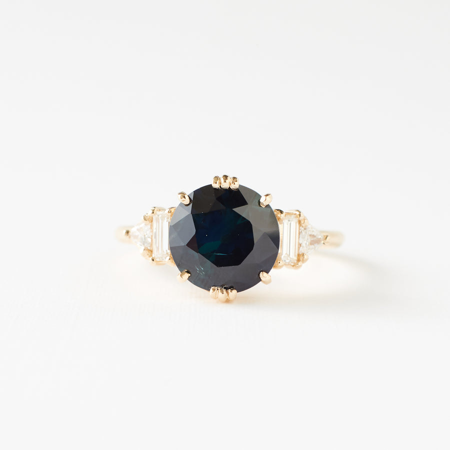 Emery Ring - 3.05 Carat Round Blue Sapphire