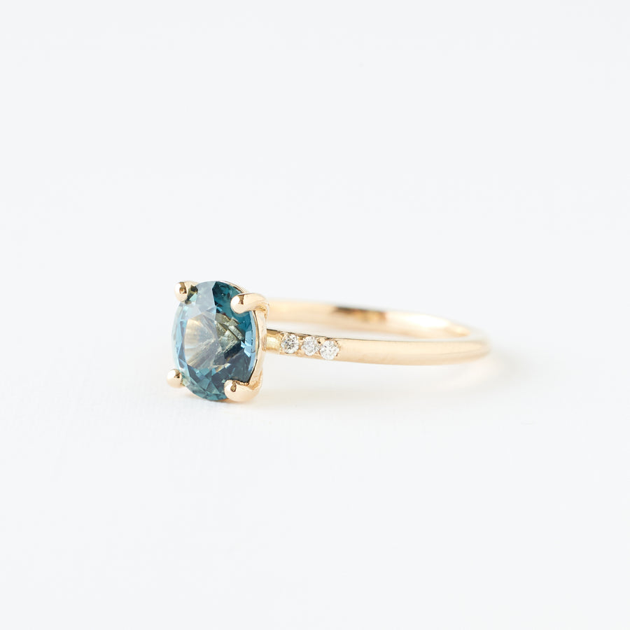 Ashia Ring - 1.38 carat teal blue sapphire