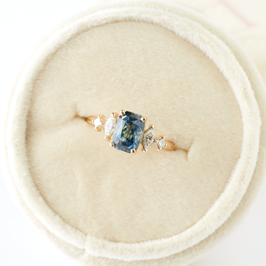 Julia Ring - 1.76 carat teal blue sapphire