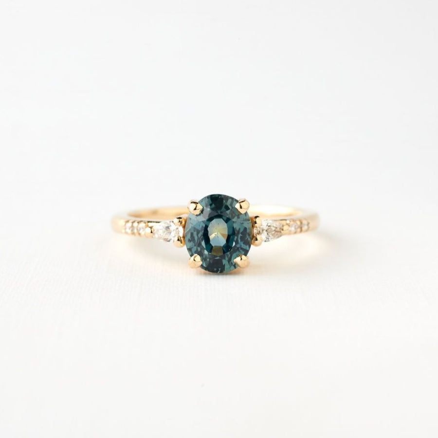 Colette Ring - 1.51 Carat Teal-Blue Oval Sapphire