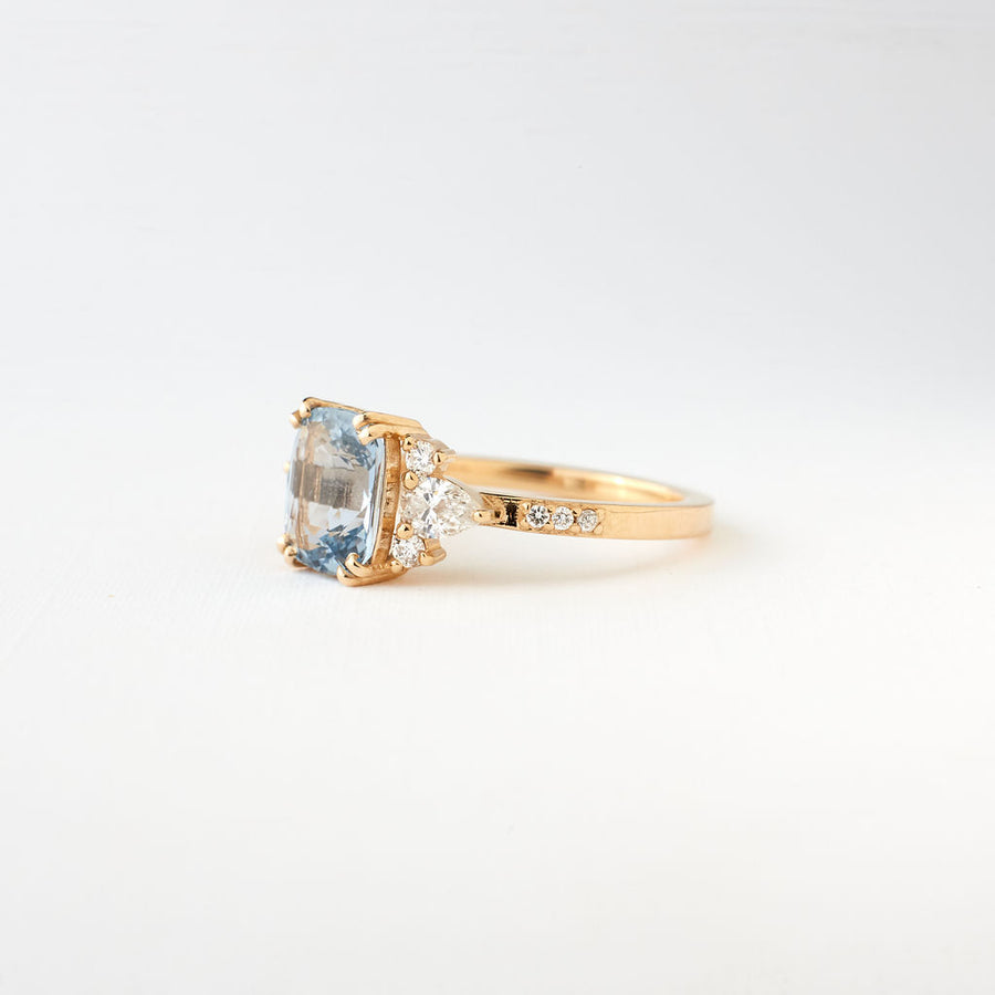 Rosalind Ring - 2.11 Carat Light Blue Cushion Cut Sapphire