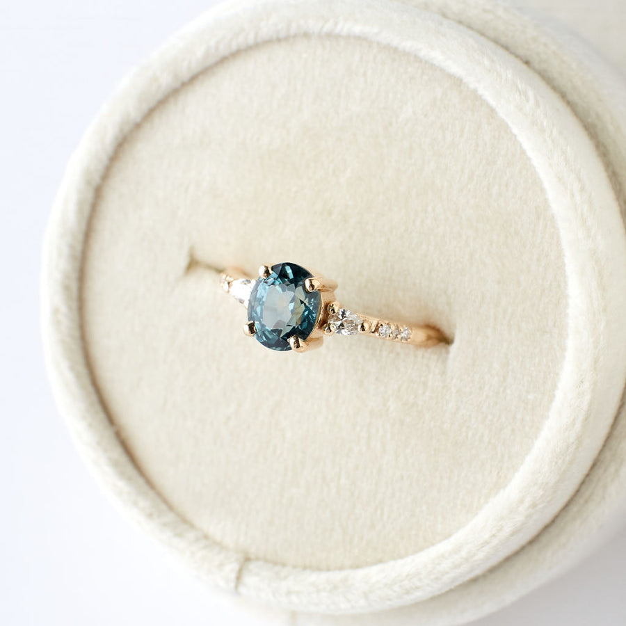 Colette Ring - 1.51 Carat Teal-Blue Oval Sapphire