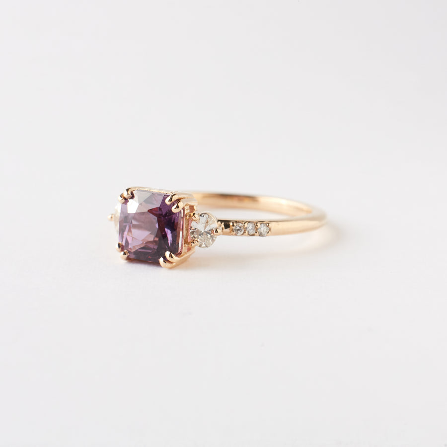 Laurel Ring - 1.49 Carat Pink Purple Radiant Sapphire