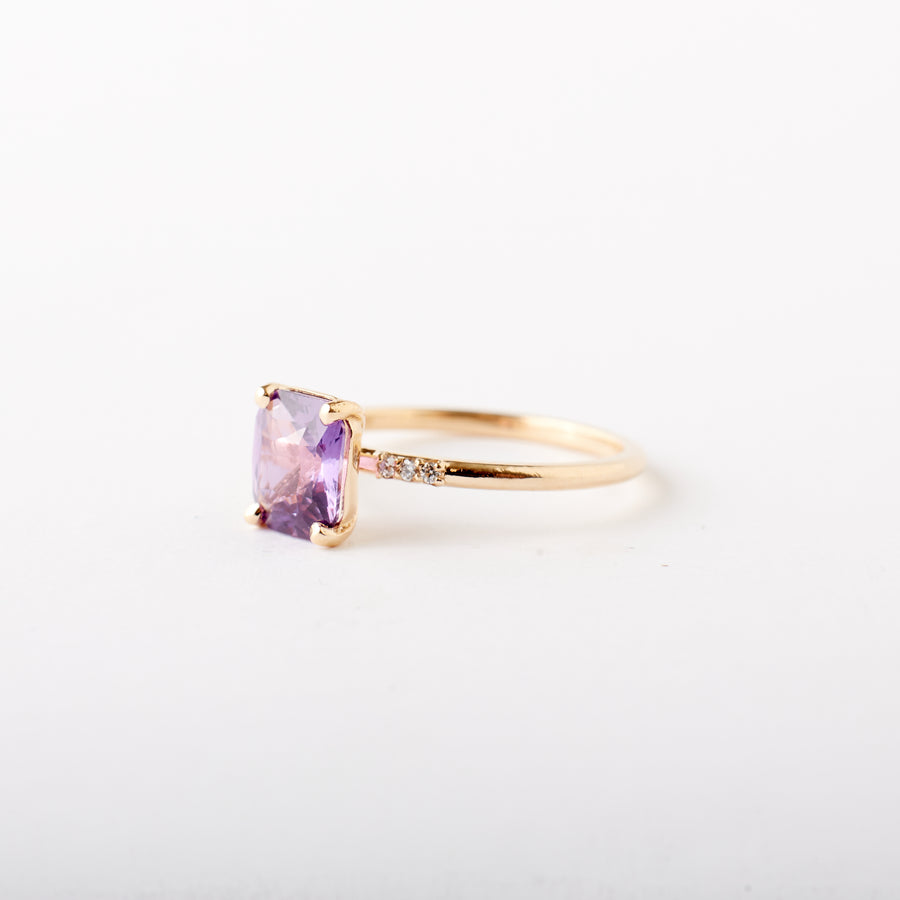 Ashia Ring - 1.55 Carat Pink Purple Radiant Sapphire
