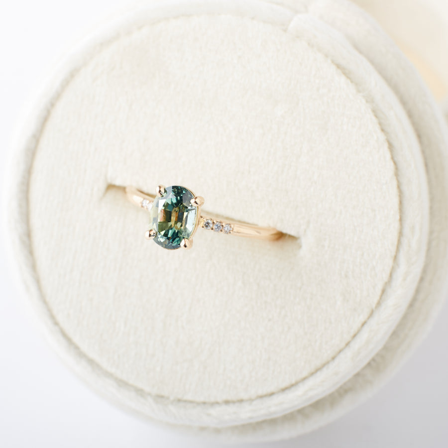 Ashia Ring - 1.25 Carat Sea Foam Green Oval Sapphire
