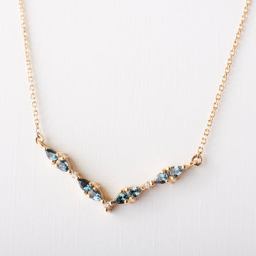 Wisteria Necklace - Pear Shaped Blue-Green Sapphires and Diamonds