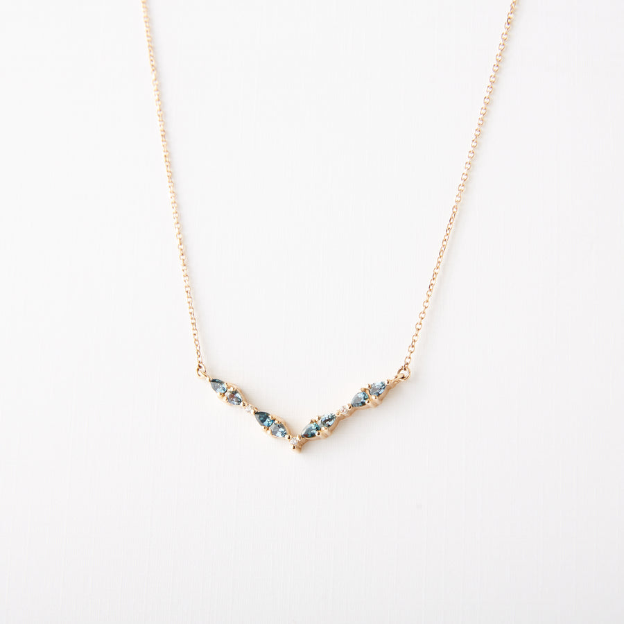 Wisteria Necklace - Pear Shaped Blue-Green Sapphires and Diamonds