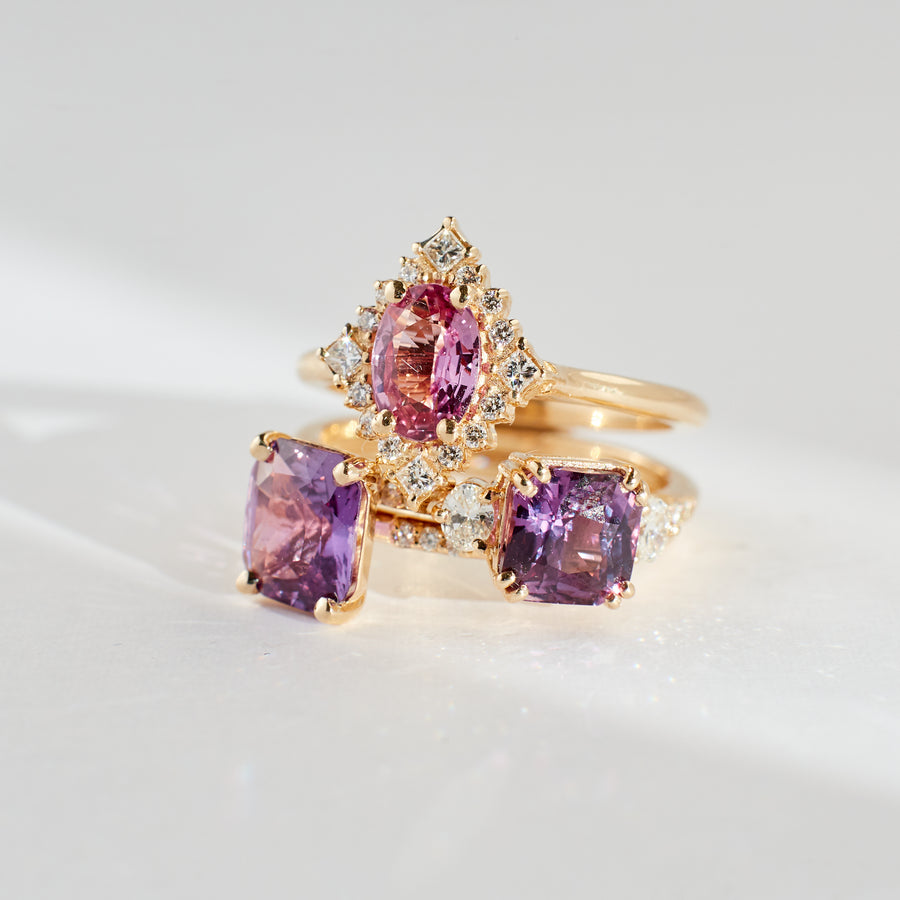 Ashia Ring - 1.55 Carat Pink Purple Radiant Sapphire