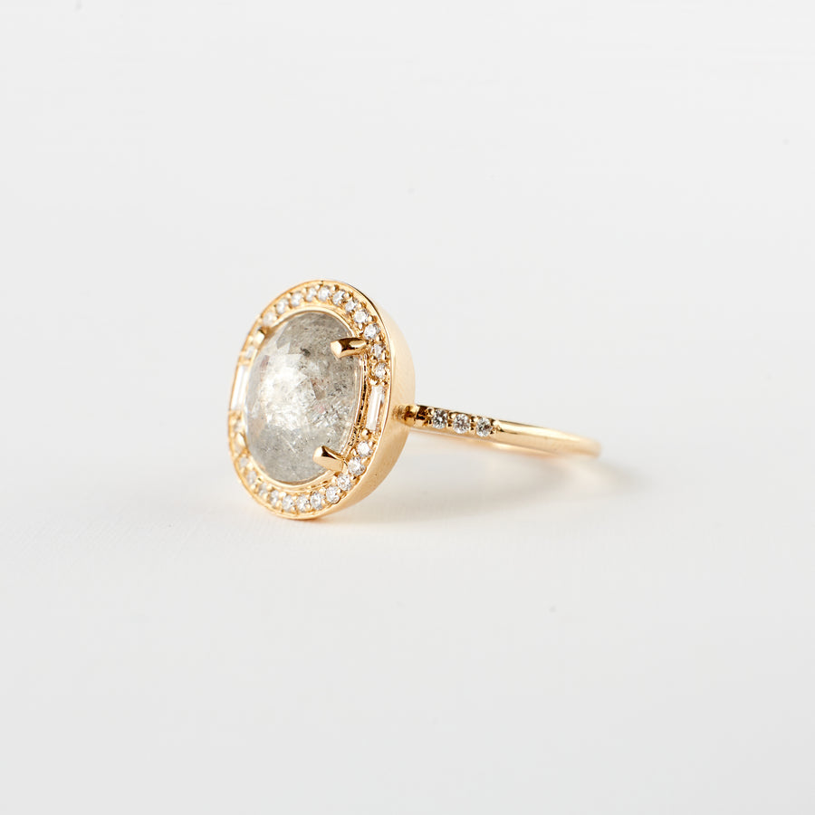 Athena Ring - 2.38 Carat Salt and Pepper Rose Cut Diamond