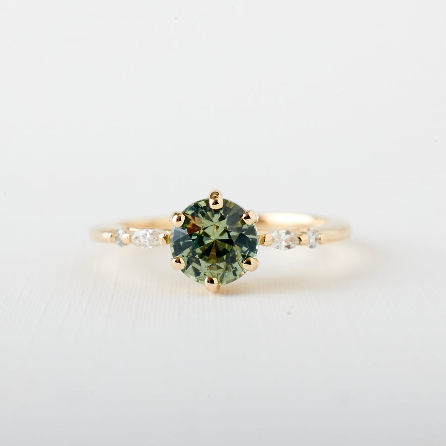 Astra Ring - 1.21 Carat Light Green Round Sapphire