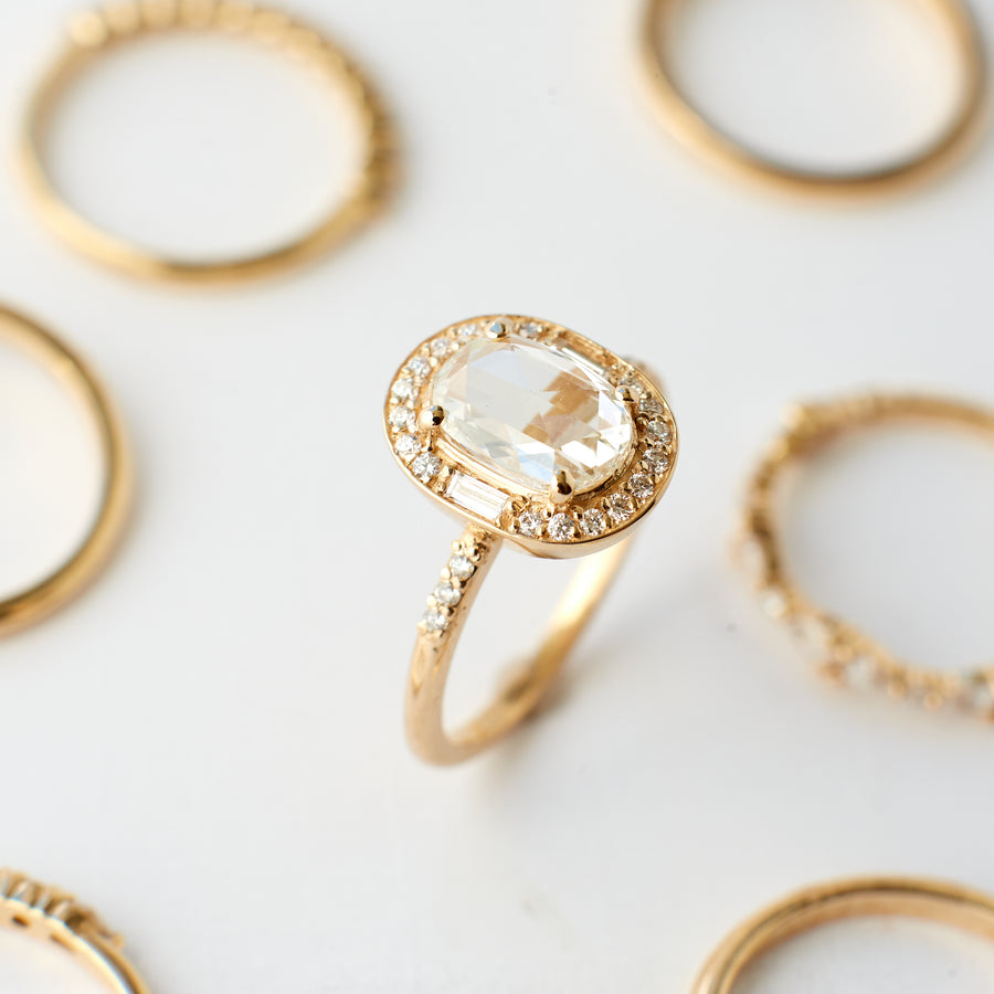 Athena Ring - 1.05 Rose Cut Oval Diamond