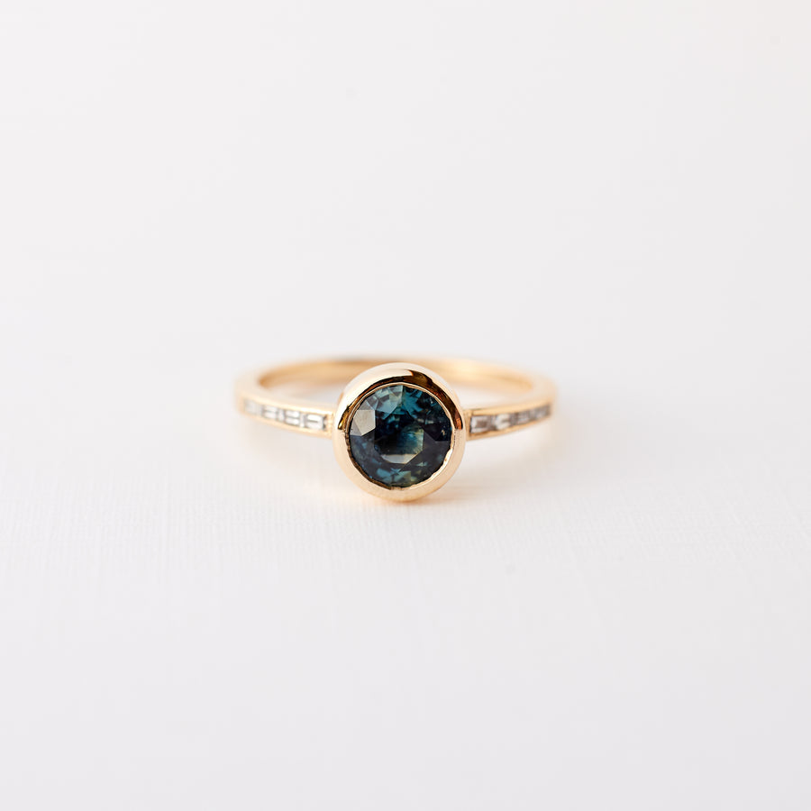 Presley Ring - 1.17 Carat Teal Blue Round Sapphire
