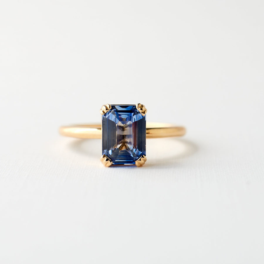 Kennedy Ring - 2.54 Periwinkle-Blue Emerald Step-Cut Sapphire