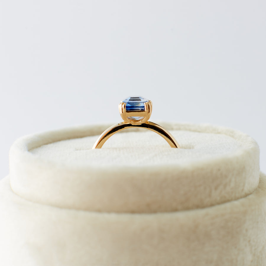 Kennedy Ring - 2.54 Periwinkle-Blue Emerald Step-Cut Sapphire