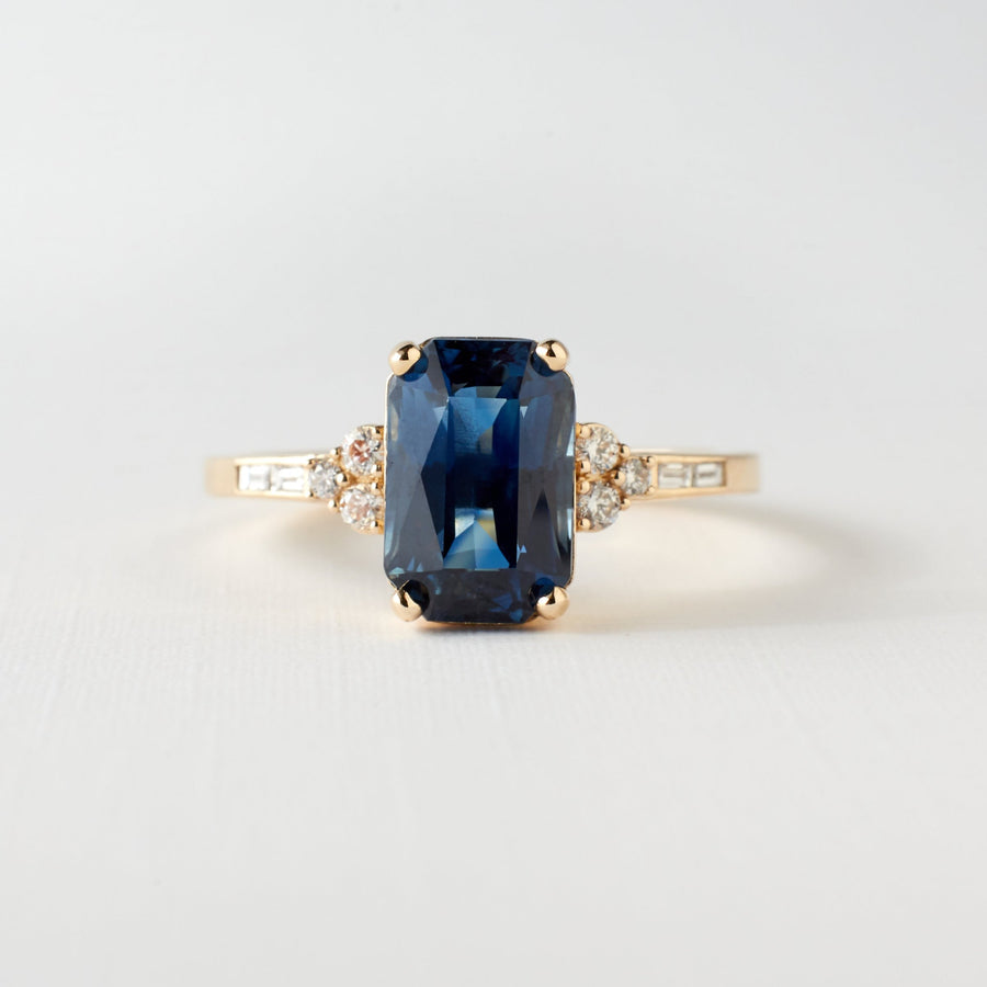 Marigold Ring - 3.08 Carat Deep Blue Radiant Sapphire