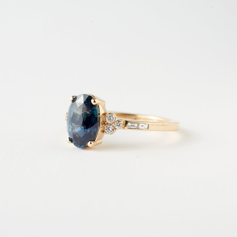 Marigold Ring - 2.18 Carat Blue Oval Sapphire