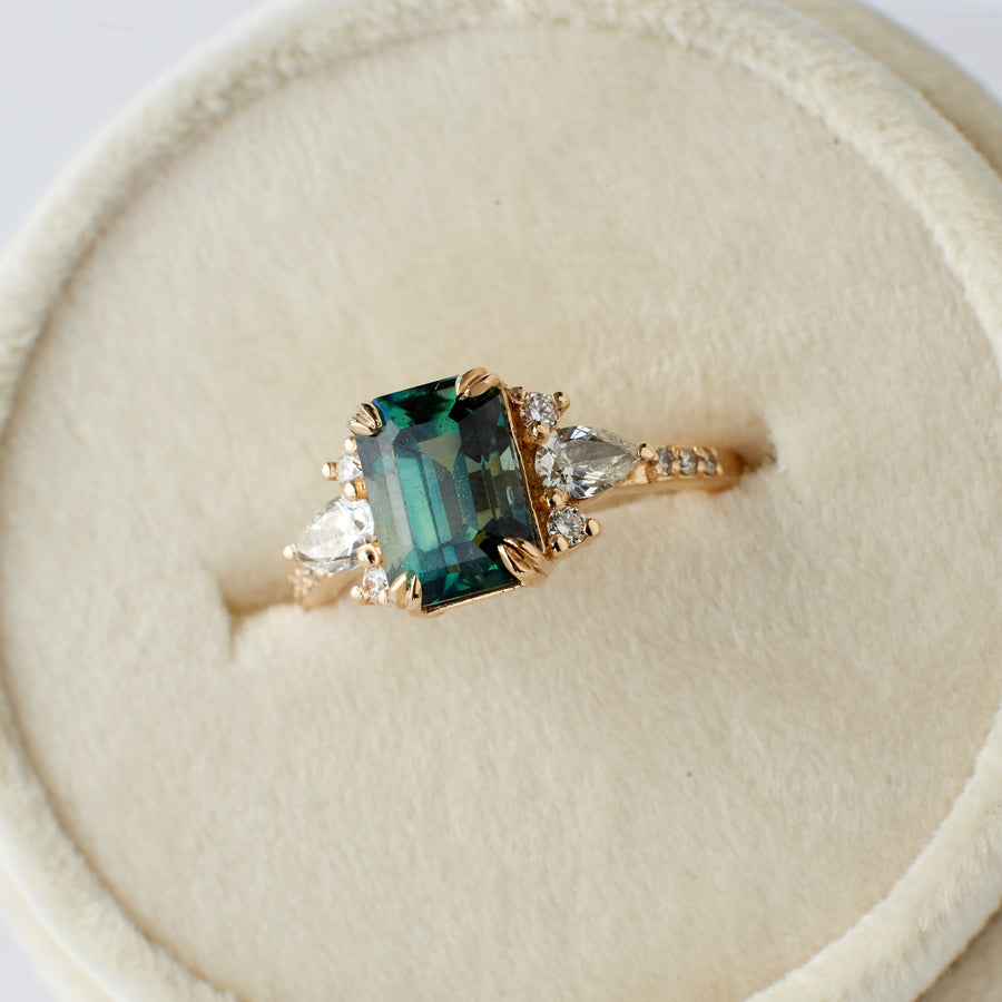 Rosalind Ring - 2.54 Carat Green Octagon Sapphire
