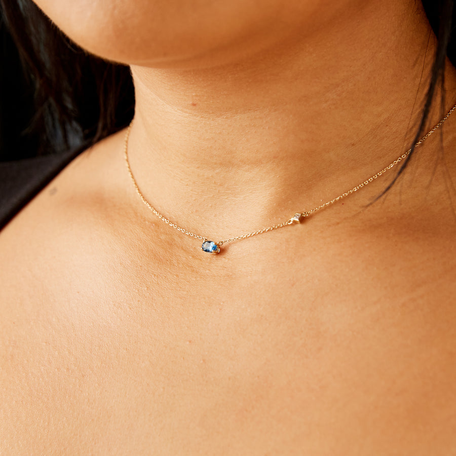 Cassidy Necklace - Blue Oval Sapphire