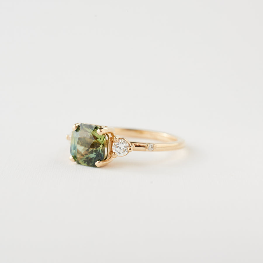 Clio Ring - 2.03 Carat Parti Teal-Green Sapphire