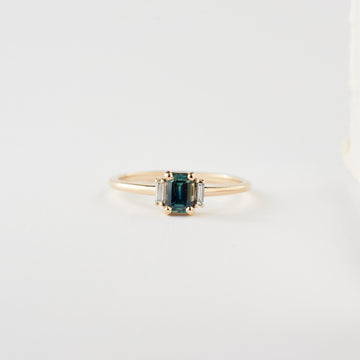 Ginger Ring - Blue Green Sapphire in Yellow Gold