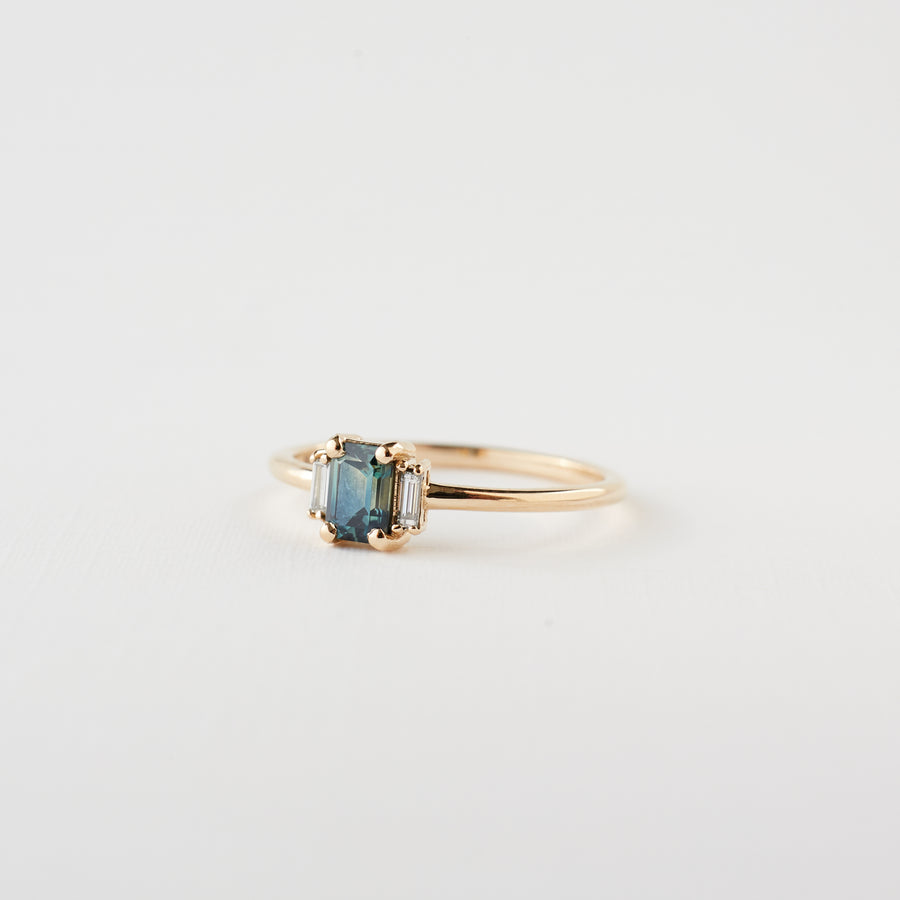 Ginger Ring - Blue Green Sapphire in Yellow Gold