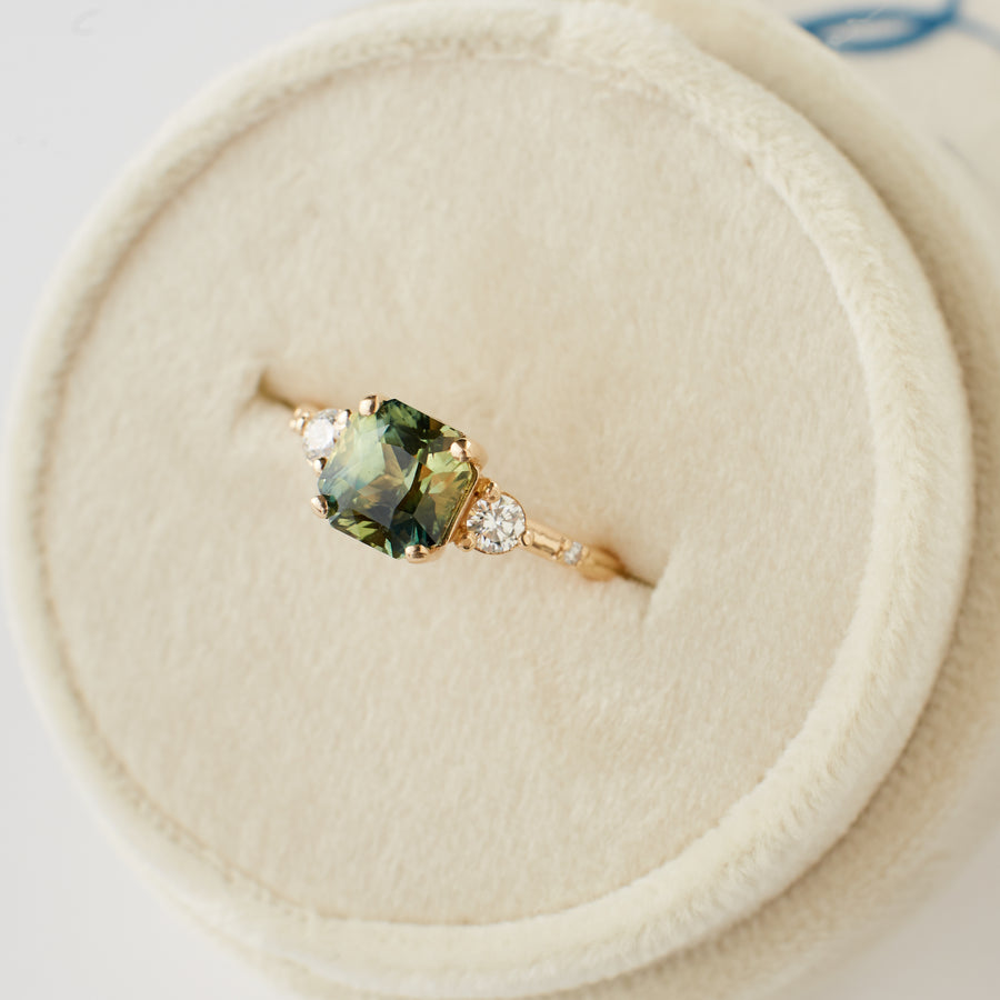 Clio Ring - 2.03 Carat Parti Teal-Green Sapphire