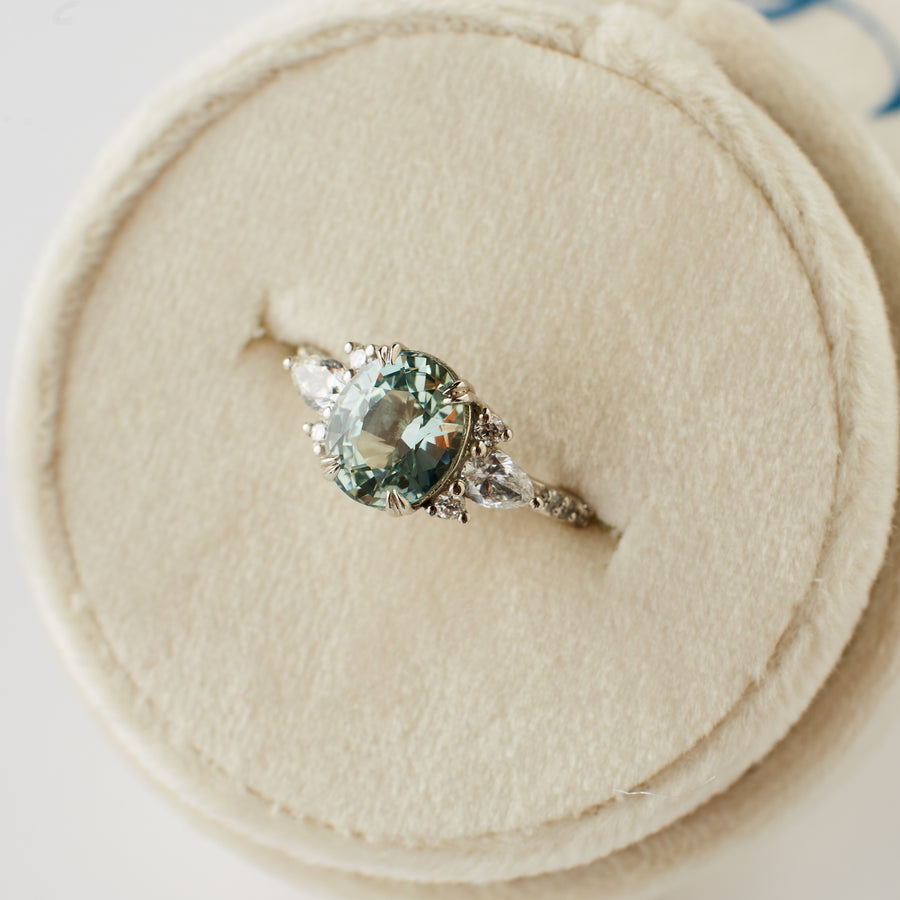 Rosalind Ring - 2.51 Carat Light Minty Green Oval Sapphire