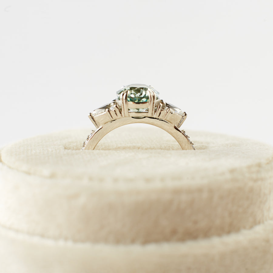 Rosalind Ring - 2.51 Carat Light Minty Green Oval Sapphire