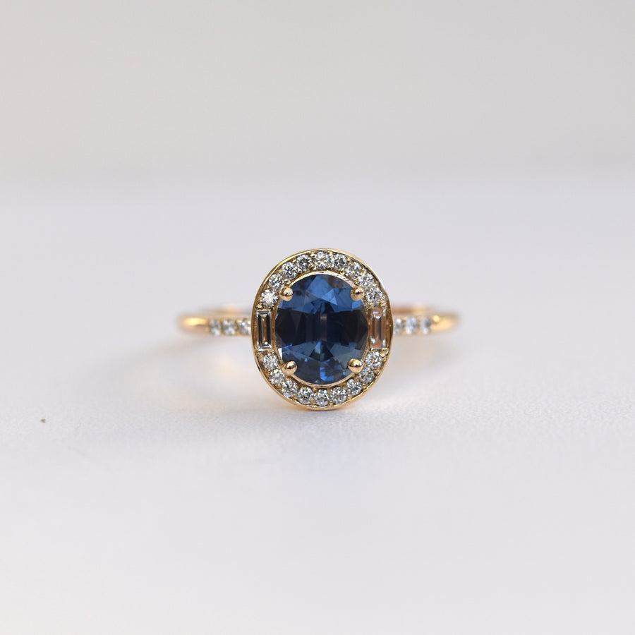 Athena Ring - 1.21 carat bright blue sapphire