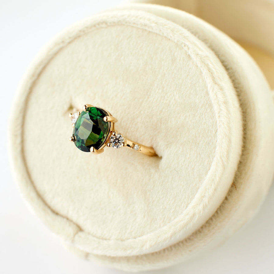 Clio Ring - 3.02 Carat Green Oval Sapphire