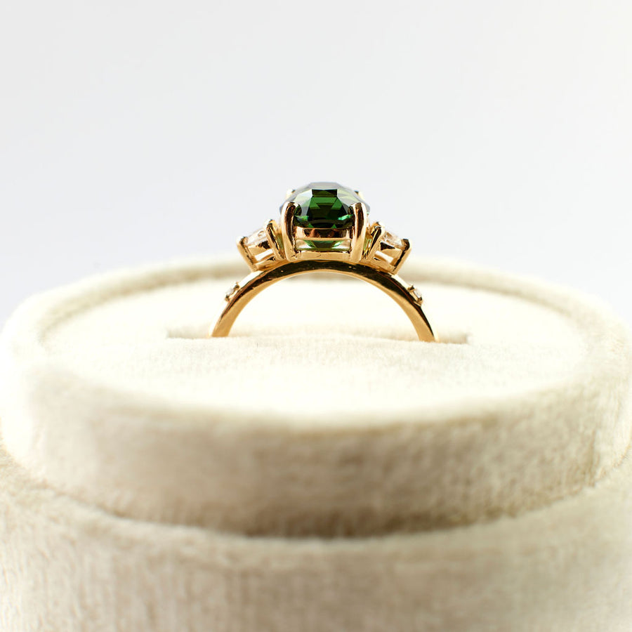 Clio Ring - 3.02 Carat Green Oval Sapphire